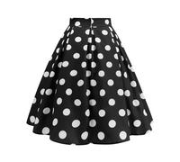 Damenrock, vielseitiger Faltenrock, einfarbig, dehnbar, ausgestellt, lässig, Mini-Skaterrock, gepunktet, 50er/60er-Jahre-Stil, Faschingskostüm, A01-schwarz, L