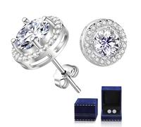 Damenschmuck Ohrringe mit Moissanit, 1CT Moissanit Diamant, laborgezüchtet, 925 Silber mit 18K Weißgold überzogen, Silber Ohrstecker, Schmuckgeschenk.