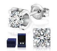 Damenschmuck Ohrstecker mit Moissanit, 1CT Moissanit Diamant, laborgezüchtet, 925 Sterlingsilber mit 18K Weißgold überzogen, Ohrringe, geeignet für Männer und Frauen, Schmuckgeschenk.