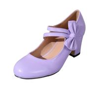 Damenschuhe Blockabsatz Rockabilly Breite Füße Spangenpumps Festlich