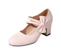 Damenschuhe Blockabsatz Rockabilly Breite Füße Spangenpumps Festlich | Doppelter Klettverschluss, Lack-Optik, Gepolsterte Innensohle, Schleifen-Dekoration, Mehrere Farben