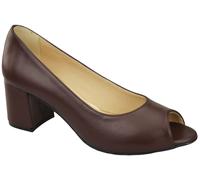 Damenschuhe PEEP TOE Chocolate Pumps Naturleder mit beschichtetem Absatz 192 ElitaBut 39