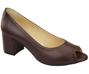 Damenschuhe PEEP TOE Chocolate Pumps Naturleder mit beschichtetem Absatz 192 ElitaBut 39