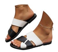 Damenschuhe Schwarz Elegant Flach Modische Offene Hausschuhe, Weiche Elegante Sandalen Mit Dünnem Riemen Niedrigem Absatz Für Den Pflege Schuhe Damen Lustig Flipflops Scarpa Damen Schuhe（White, 37