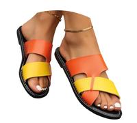 Damenschuhe Schwarz Elegant Flach Modische Offene Hausschuhe, Weiche Elegante Sandalen Mit Dünnem Riemen Niedrigem Absatz Für Den Pflege Schuhe Damen Lustig Flipflops Scarpa Damen Schuhe（Orange, 40