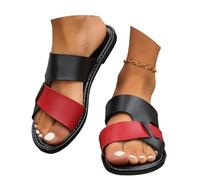 Damenschuhe Schwarz Elegant Flach Modische Offene Hausschuhe, Weiche Elegante Sandalen Mit Dünnem Riemen Niedrigem Absatz Für Den Pflege Schuhe Damen Lustig Flipflops Scarpa Damen Schuhe（Red, 39
