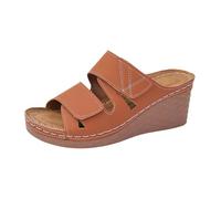Damenschuhe Schwarz Slipper Modische Pantoletten Mit Absatz, Lässige Bequeme Strandpantoffeln Für Damen Damen Schuhe Weite H 39 Orthopädische Hausschuhe Damenschuhe Elegant Und Bequem（Brown, 40)