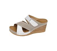 Damenschuhe Weite G Damen Strand Hausschuhe mit Slope Heel Hohl Casual Hausschuhe Slope Bottom Schuhe Sandalen Rennrad Schuhe Damen Klick (Khaki, 36)