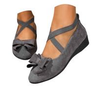 Damenschuhe Weite H - Schuhe Damen Elegant Ballerina Sportlich Ballerinas Schwarz Breite Bequem Balerinaschuhe Flache Geschlossene Walkingschuhe Flat Flach Runde Zehe Ballettschuhe Grau 37
