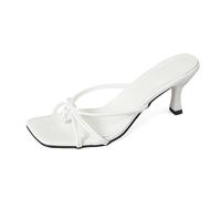 Damenschuhe Winter 39 Elegante Pantoletten mit schmalen Riemen hohem Absatz für jeden Leichte Sandalen zum Hineinschlüpfen mit Sohle eckiger Zehenpartie. Schuhe Winter Damen Wasserdicht (White, 40)