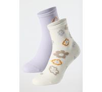 Damensocken 2er-Pack Organic Cotton Blumen lila/ creme - Fashion 35/38