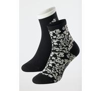 Damensocken 2er-Pack Organic Cotton Blumen schwarz - Fashion 39/42