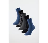 Damensocken 5er-Pack stay fresh uni/gemustert blau/grau - Bluebird 35/38