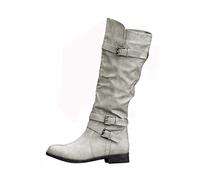 Damenstiefel, Schaft Wasserdicht Herbst mit Absatz Weitschaftstiefel Cowboystiefel XXL Stretch Halbhoch Weite H Schlupfstiefel Winterstiefel Leder Winter Kniehohe Stiefel Halbstiefel