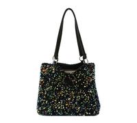 Damentasche mit großem Fassungsvermögen, glitzernde Handtaschen, Mädchen, Glitzer-Pailletten, Einkaufstasche, modische Unterarmtasche, Schwarz