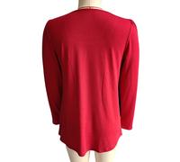 Damentop mit langen Ärmeln, pleated, weites Halsdesign, weinrot, Größe M