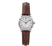 Dugena Uhren 4461108 Damenuhr Vintage Weiß/Silber Lederband Braun
