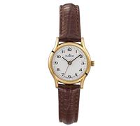 Dugena Uhren 4461109 Damenuhr Vintage Weiß/Gold Lederband Braun