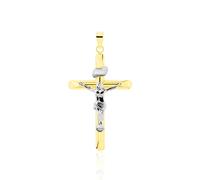 DAMIAN KREUZ 3 Unisex Anhänger Gold Bicolor 585 (14 Karat) Christus Ohne Stein