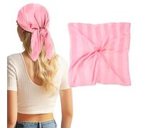 DAMILY 70 x 70 cm Bandana Damen Seidentuch Kopftuch Sommer Quadratische Schal Square Bandanas Haarschal Einfarbiger sonnenschutz kopf(Rosa)