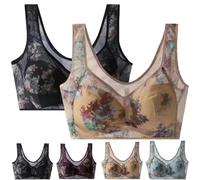 DAMYTION ElleBloom - Ice Silk Lace Kühlender Komfort-BH, Knopfloser Komfort-BH, Nahtloser Drahtloser Push-Up-BHs für ältere Menschen, 2 Stück - D, XX-Large