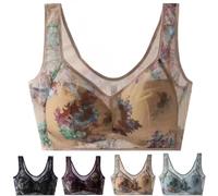 DAMYTION ElleBloom - Ice Silk Lace Kühlender Komfort-BH, Knopfloser Komfort-BH, Nahtloser Drahtloser Push-Up-BHs für ältere Menschen, hautfarben, XL