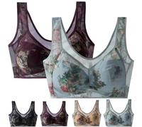 DAMYTION ElleBloom - Ice Silk Lace Kühlender Komfort-BH, Knopfloser Komfort-BH, Nahtloser Drahtloser Push-Up-BHs für ältere Menschen, 2 Stück, A, XXXXXL
