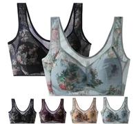 DAMYTION ElleBloom - Ice Silk Lace Kühlender Komfort-BH, Knopfloser Komfort-BH, Nahtloser Drahtloser Push-Up-BHs für ältere Menschen, 2 Stück, E, XXXXXL