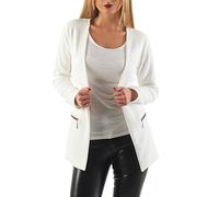 DANAEST Damen Blazer lang Figurbetont mit Taschen (501) Weiß, XL