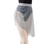 DanceDaily Damen Ballettrock mit hoher Taille, durchscheinend, Tanzröcke für Erwachsene, GRAU, Einheitsgröße