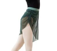 DanceDaily Damen Ballettrock mit hoher Taille, durchscheinend, Tanzröcke für Erwachsene, Grün , Einheitsgröße