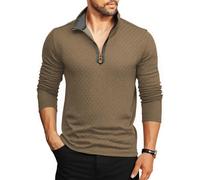 Danfiki Poloshirt Herren Langarm Zip Neck Sweatshirt Waffel Raglan Pullover