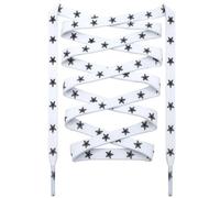DANHUA Farbig bedruckte flache Schnürsenkel: 2 Paar gemusterte Schnürsenkel für Sneaker, 13 weiße schwarze Sterne, 31Inch (80CM)
