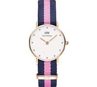 Daniel Wellington Damen-Armbanduhr XS Classy Winchester Analog Quarz Nylon 0906DW, weiß (roségold,blau/rosa)