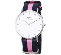Daniel Wellington Damen-Armbanduhr XS Classy Winchester LADY SILVER Analog Quarz Nylon DW00100081, weiß (silber,blau/rosa)