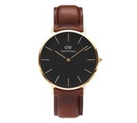 DANIEL WELLINGTON -CLASSIC ST MAWES gold-schwarz-braun-leather /40mm