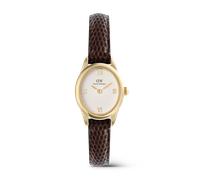 Daniel Wellington DW Uhr Ophelia Mini Dark Brown Lizard White Guilloché Gold 22x25.5mm