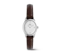 Daniel Wellington DW Uhr Ophelia Mini Dark Brown Lizard White Guilloché Silver 22x25.5mm