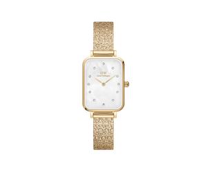 Daniel Wellington DW Uhr Quadro Lumine Pressed Piano White MoP Gold 20x26mm