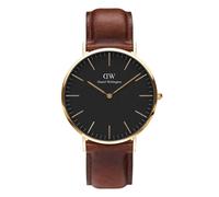 DANIEL WELLINGTON -CLASSIC ST MAWES gold-schwarz-braun-leather /40mm