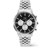 Daniel wellington quarz silberfarbenem herren uhr mit schwarzem zifferblatt und edelstahl armband one_size Silber