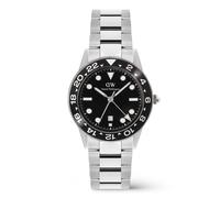 Daniel wellington iconic gmt silberfarbenem herren uhr mit schwarzem zifferblatt und edelstahl armband one_size Silber