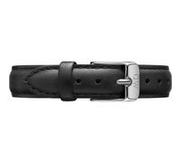 Daniel Wellington Petite Sheffield, Schwarz/Silber Uhrenarmband, 12mm, Leder, für Damen