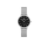 Daniel Wellington Damenuhr Petite Lumine Bezel Sterling Black MOP 28 mm Silber