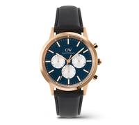 Daniel wellington quarz schwarzem herren uhr mit blauemzifferblatt und leder armband one_size Schwarz