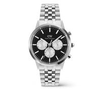 Daniel wellington quarz silberfarbenem herren uhr mit schwarzem zifferblatt und edelstahl armband one_size Silber