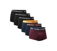 DANISH ENDURANCE 6 Pack Kurze Boxershorts Herren Baumwolle, Mit kurzem Bein, Unterhosen Männer, Ohne Zettel, Mehrfarbig (3xschwarz,1xmarineblau/Orange,1xmarineblau/Bordeaux,1xbordeaux/Dunkelblau), XL