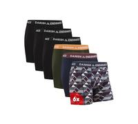 Danish Endurance 6er Pack Boxershorts Herren - Weiche Baumwolle, Unterhosen Männer mit Stretch, Mehrfarbig (3 Schwarz, 1 Grün/Orange, 1 Marineblau/Bordeaux, 1 Retro) mit Eingriff XL