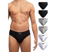 DANISH ENDURANCE 6er Pack Herren Slips, Klassischer Slip Herren aus Baumwolle, Weiche Unterwäsche, Mehrfarbig (2X Schwarz, 2X Grau, 2X Weiß), M