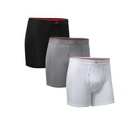 DANISH ENDURANCE Bambus Boxershorts Herren, Mit Eingriff, Superweiche Unterhosen Männer, Atmungsaktiv & Etikettfrei, 3er oder 6er Pack, Mehrfarbig (1xSchwarz/Rot, 1xGrau, 1xWeiß), L